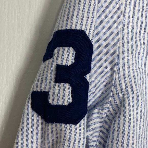 NWOT RALPH LAUREN Shirt Boys L Big-Pony Polo-Player #3 Navy-Stripe Blue White - Picture 3 of 7